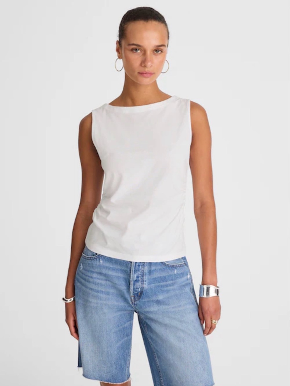 Madewell White Cinched Crewneck Tank • size medium • NWT • NX569 MISSING?